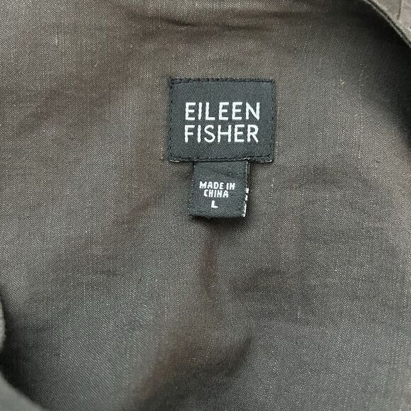 Eileen Fisher Jacket L Brown Linen Blend Open Front Blazer Minimalist Lagenlook - Picture 7 of 11